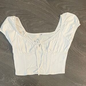 Garage Ivory Puff Sleeve Crop Top